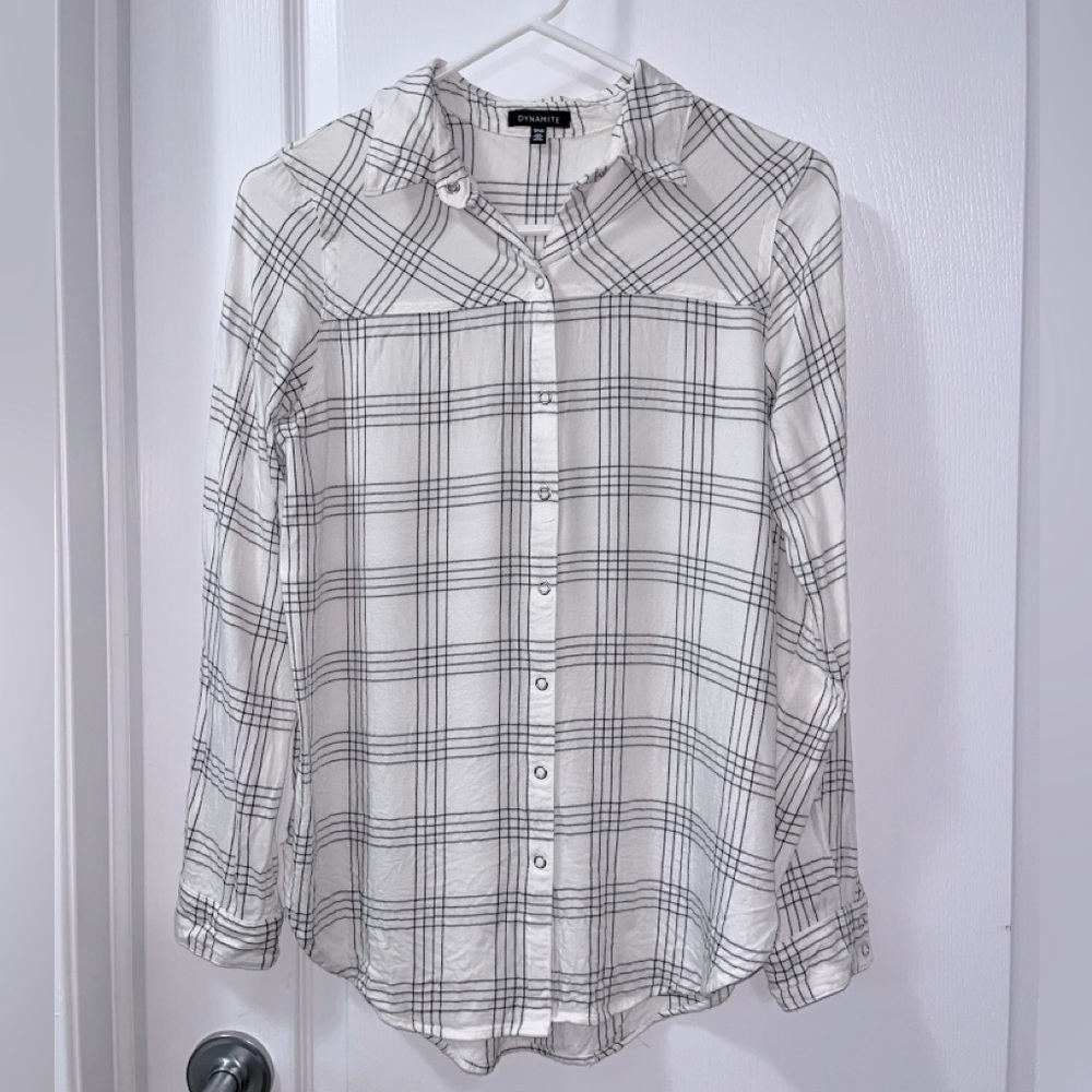 Dynamite White and Black Checkered Shirt